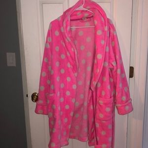 Pink polka dot bathrobe